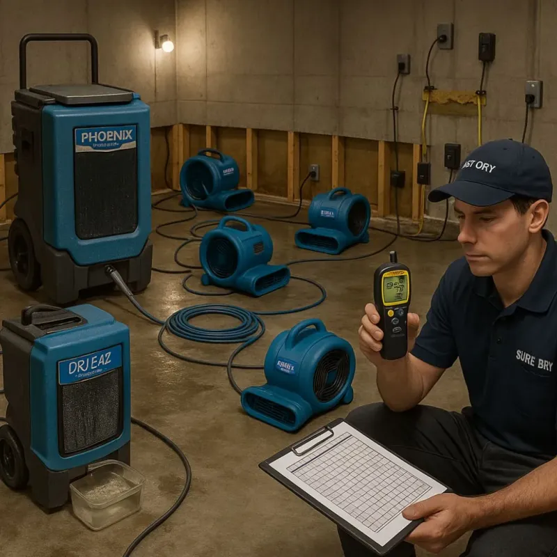 Structural Drying and Dehumidification process in Marshall, NC
